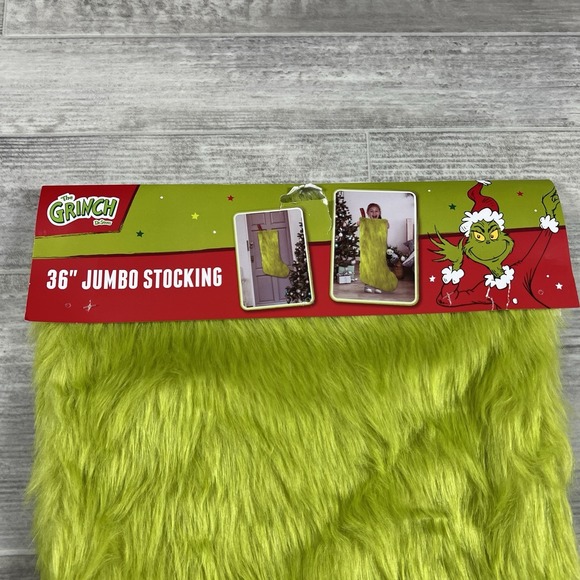 Dr. Seuss The Grinch 36" Jumbo Christmas‎ Stocking, Green Faux Fur MSRP $39.99 - Picture 4 of 8